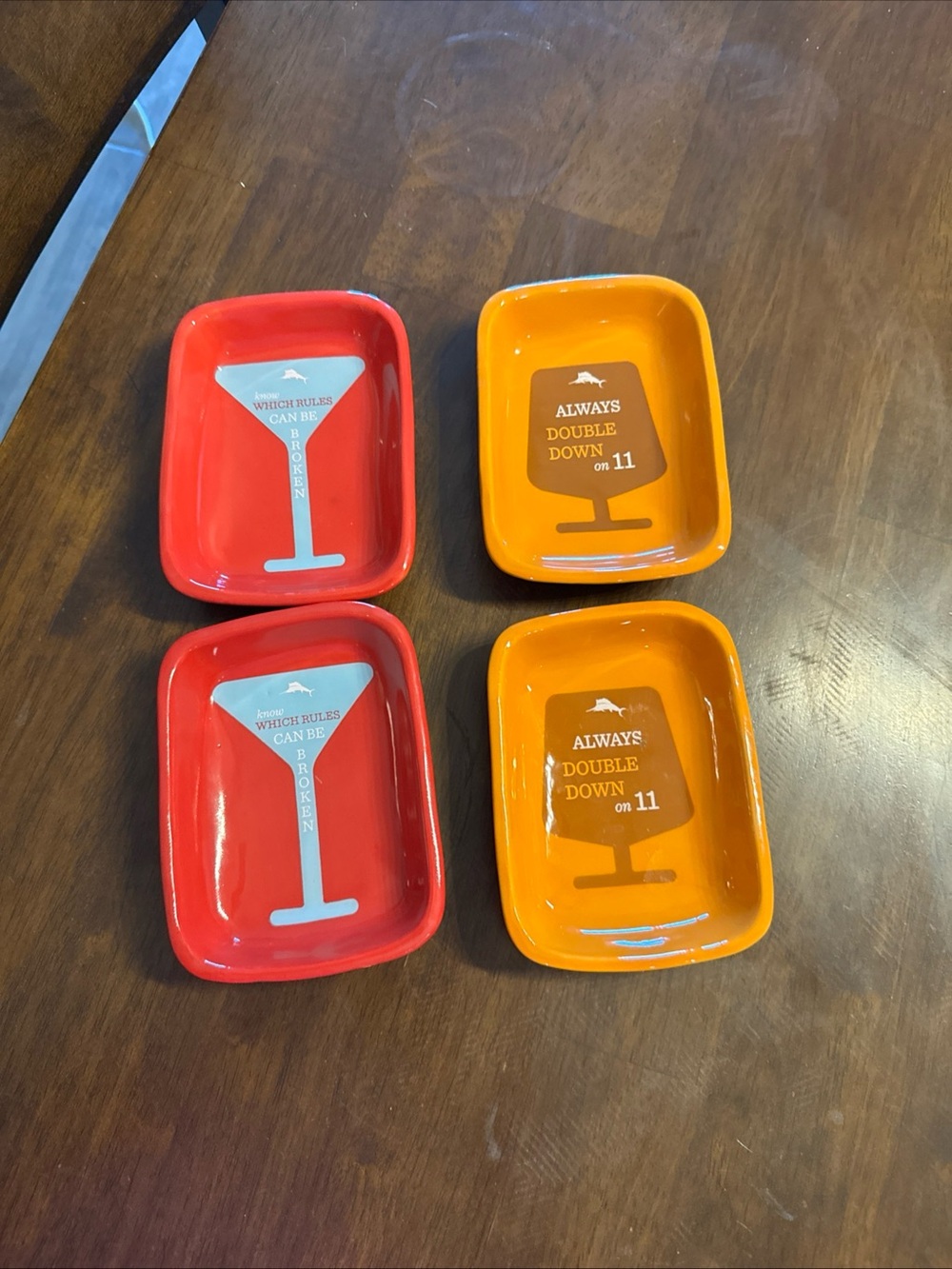 Tommy Bahama Red and Orange Ceramic Trinket Dishes - Set of 4